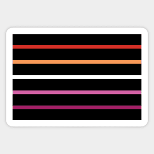 Lesbian Sunset Pride Flag Stripes Black Background Sticker